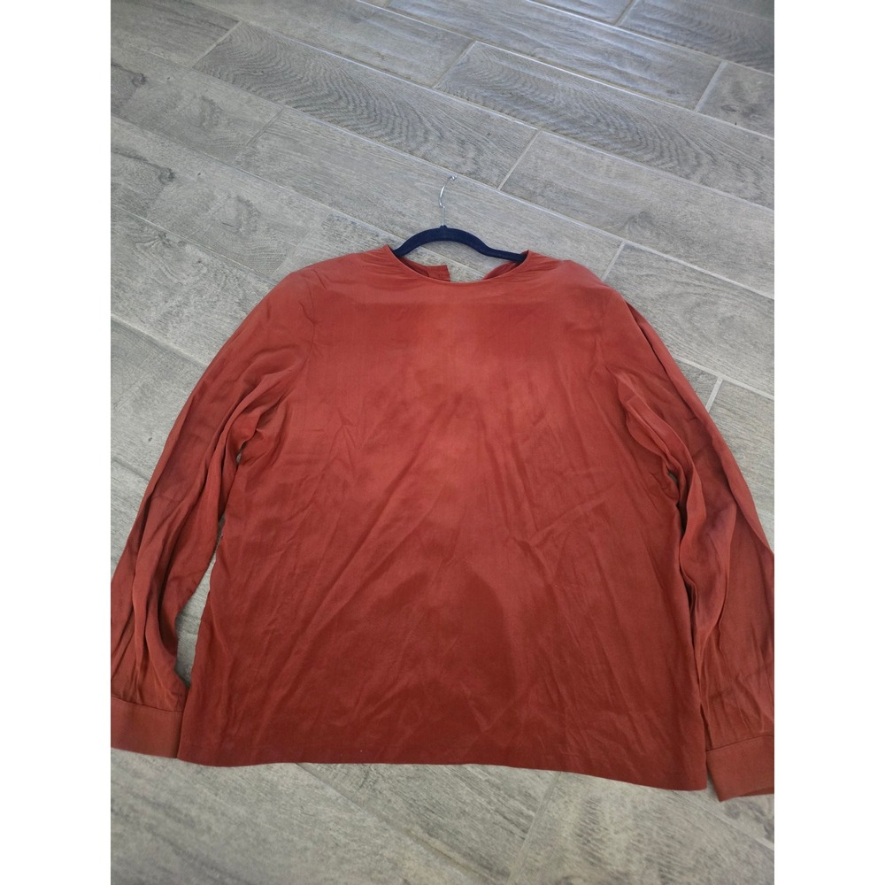 Vtg Missoni Donna Rust Orange 100% Silk Button Back Blouse Made in Italy Size 10